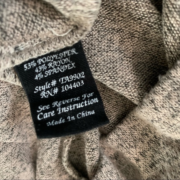 Mine Stonewashed Heather Beige Elbow Patch Button Side Crewneck Sweater M - Picture 7 of 8